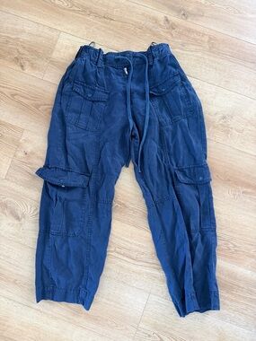 Zara Men's Navy Blue Cargo Jogger Pants
